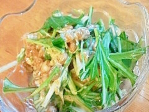 簡単ヘルシー☆納豆と水菜のマヨネーズサラダ